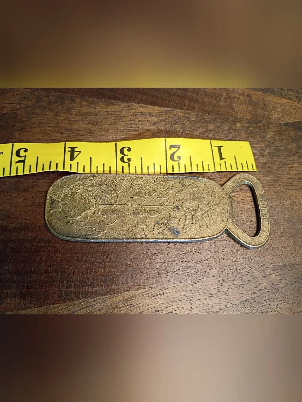 Vintage Cloisonné Floral Brass Bottle Opener Blue Enamel Barware 4.5